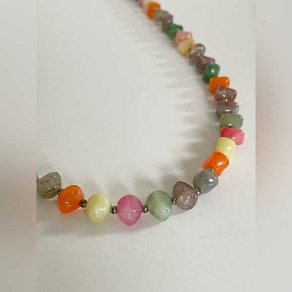 Multi-Colored Shiny Faux Stone (Plastic-like) Necklace - Picture 7 of 12